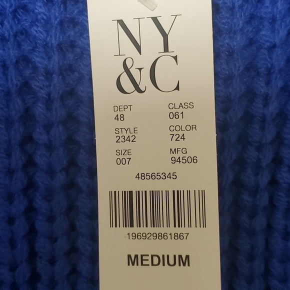 New York & Company Chunky Ribbed Sweater Blue Medium Cable Knit - Picture 5 of 9